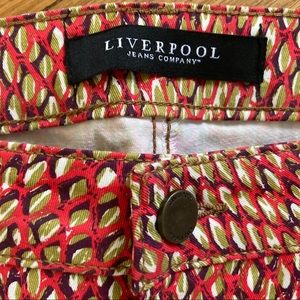 Liverpool Jeans Moto Ankle Red Reptile Snake Pattern Women’s Size 12